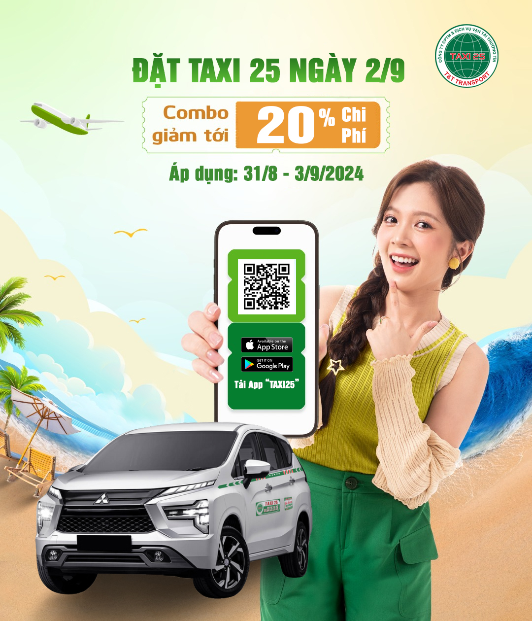 Taxi 25 khuyến mãi 20% dịp Quốc Khánh 