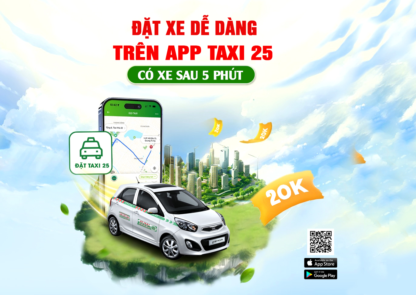 đặt xe taxi 25 trên app