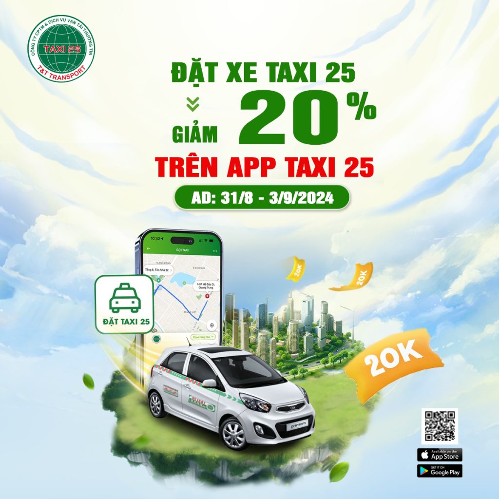 đặt xe taxi 25 trên app