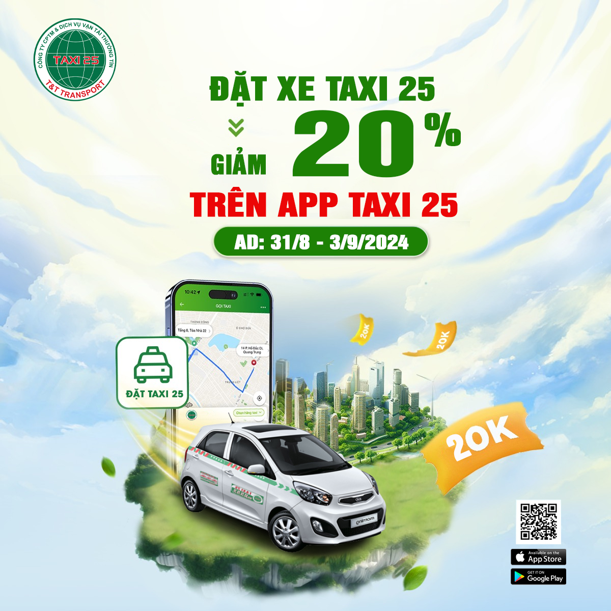 đặt xe taxi 25 trên app