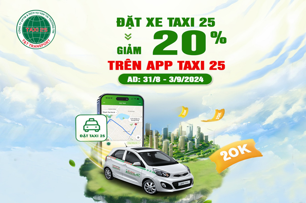 taxi 25 giảm 20% ngày quốc khánh