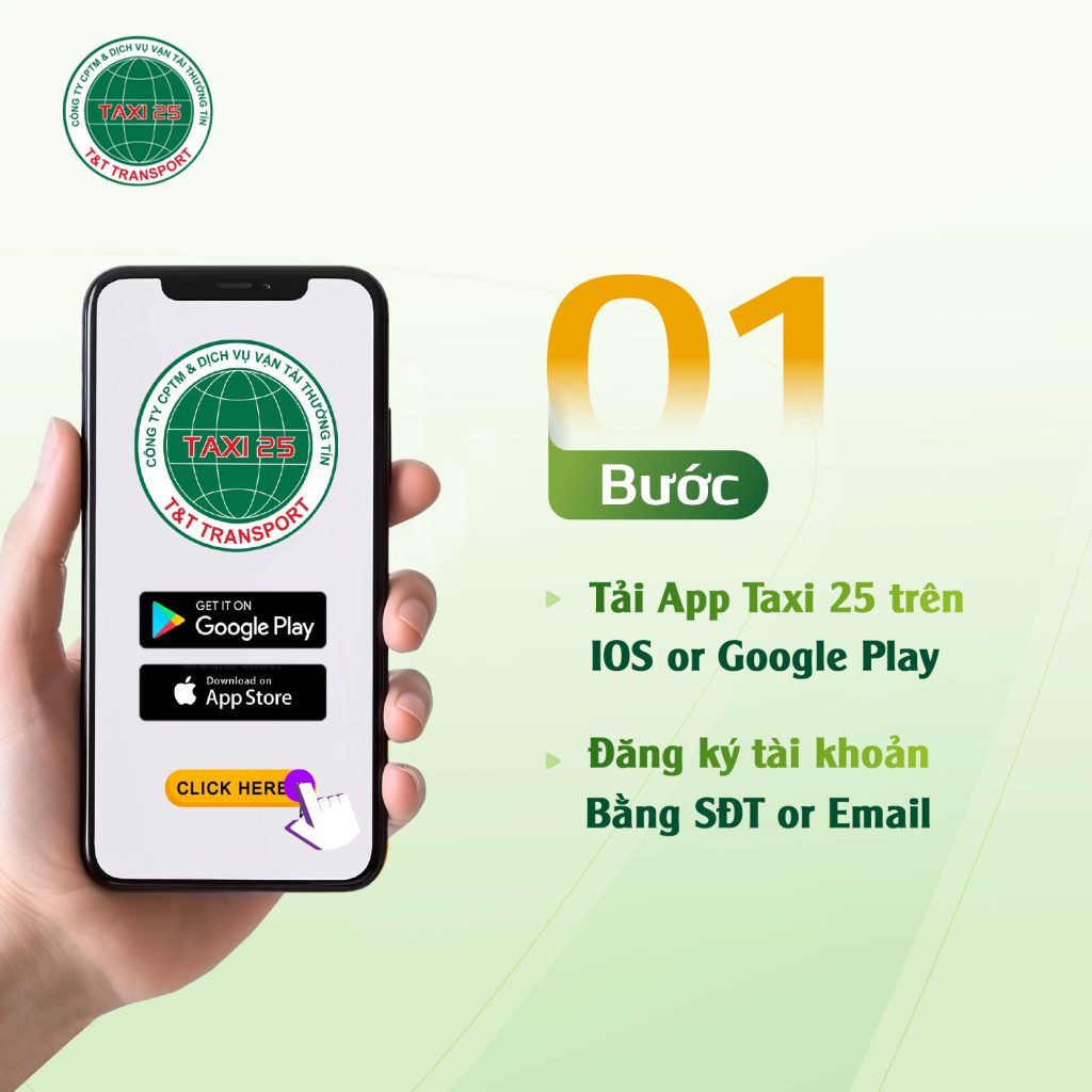 Bước 1 tải và đăng ký tài khoản App taxi 25