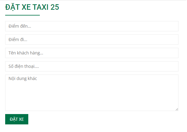 Đặt xe Taxi 25