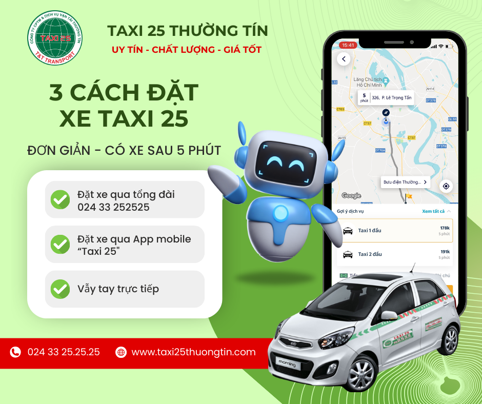 3 Cách đặt xe Taxi 25 đơn giản